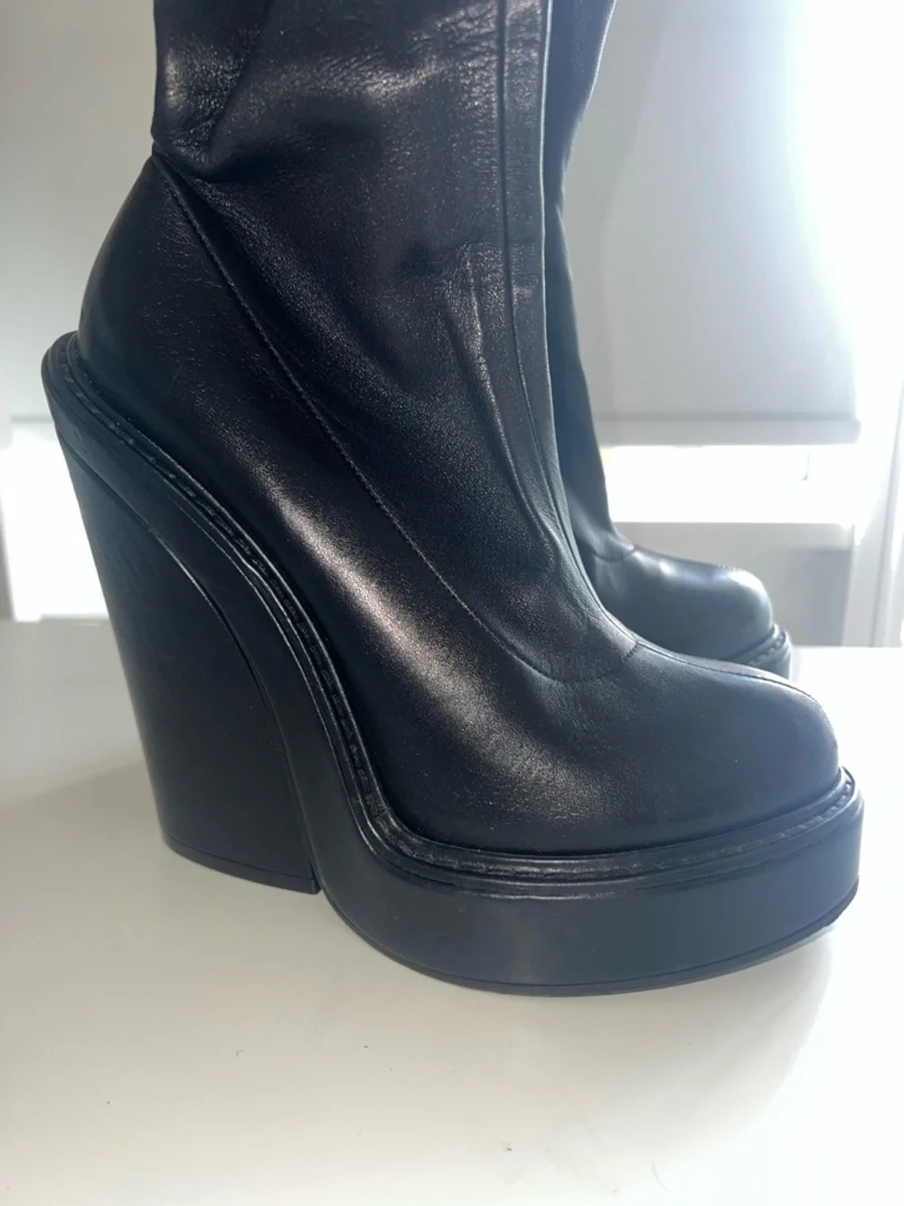 Givenchy Black Leather Platform Block-Heel Boots - Picture 3 of 4